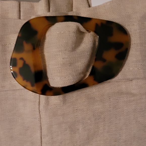 Sand tortoiseshell buckle Wide leg business casual pants nwt Cleo Petites - Picture 5 of 8